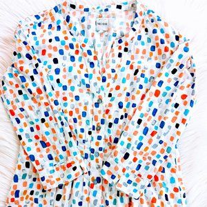 Nic+Zoe Seaglass Shirt, Size XS, Luxury, Colorful Funfetti Print Button Front